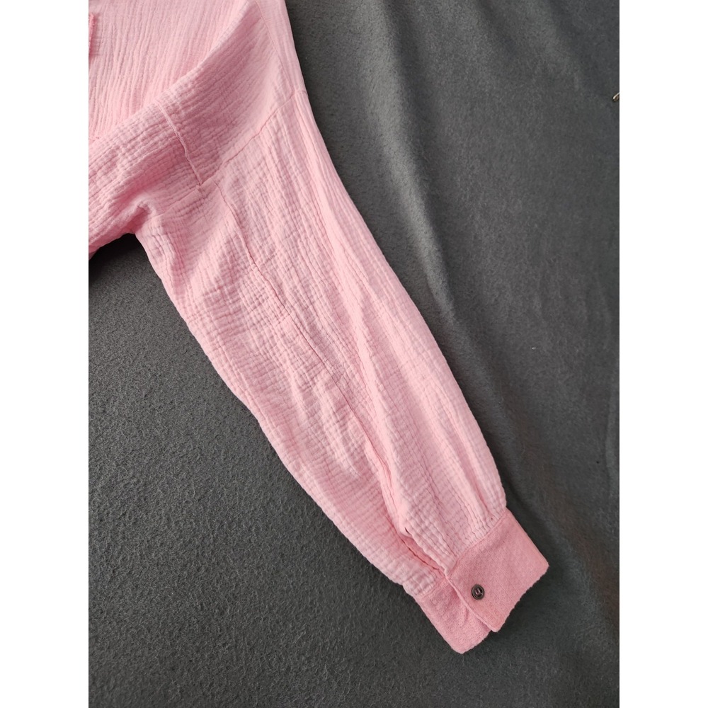 POL‎ | Oversized V-neck Pink Ballon Sleeve Boho Chic Patchwork Tunic Top M Gauze - Picture 10 of 11